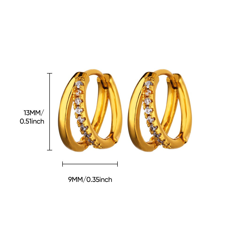 Curved , Hoop Style Plating 304 Stainless Steel 18K Gold Plated Ear Stud