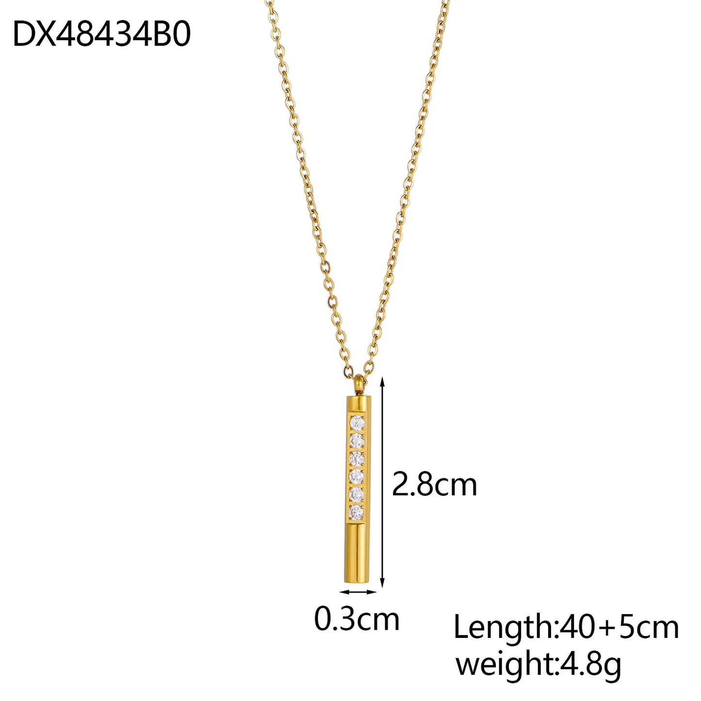 Titanium Steel Zircon Beaded Plating Inlay Necklace Cable Chain