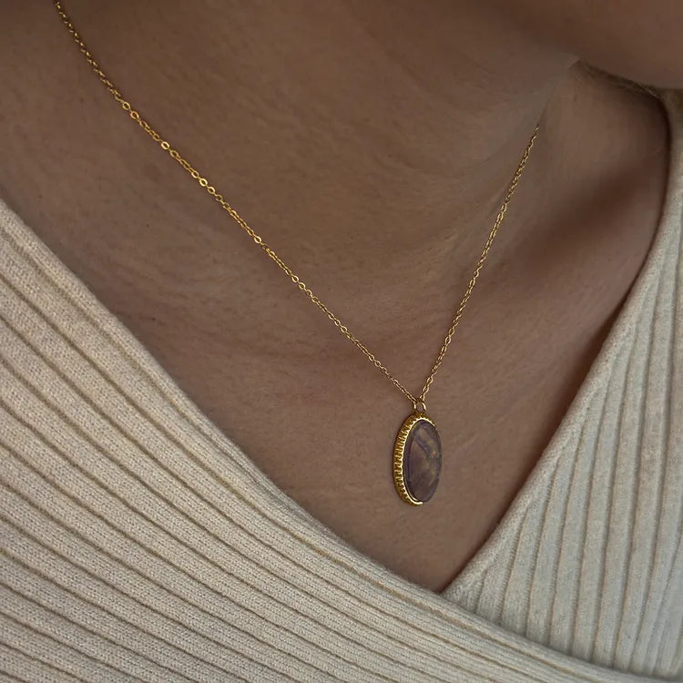 Red Natural Stone 304 Stainless Steel Gold Plated Earrings/Necklace