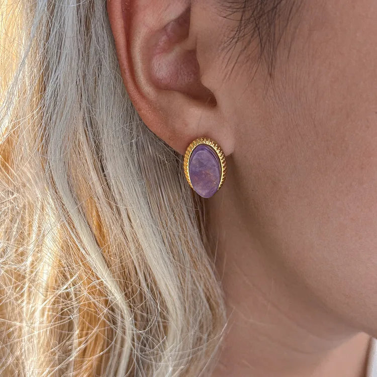 Red Natural Stone 304 Stainless Steel Gold Plated Earrings/Necklace