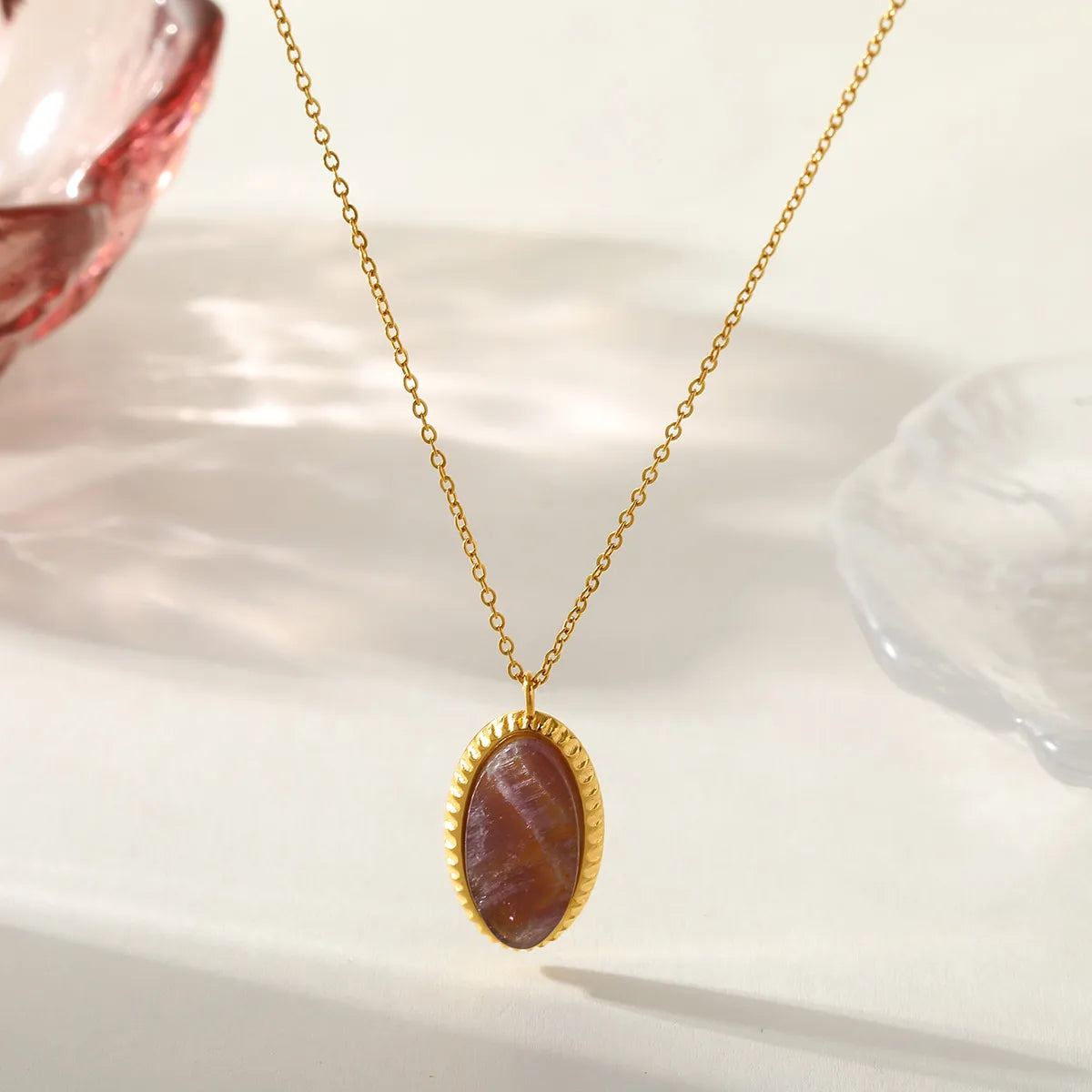 Red Natural Stone 304 Stainless Steel Gold Plated Earrings/Necklace