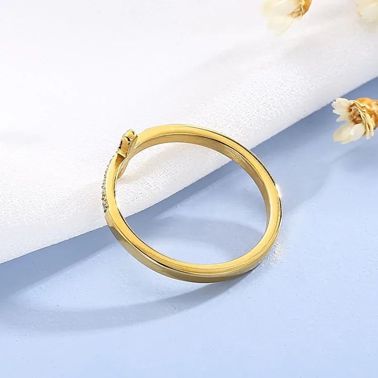 18K Gold Plated Cross Stainless Steel Basic Ring