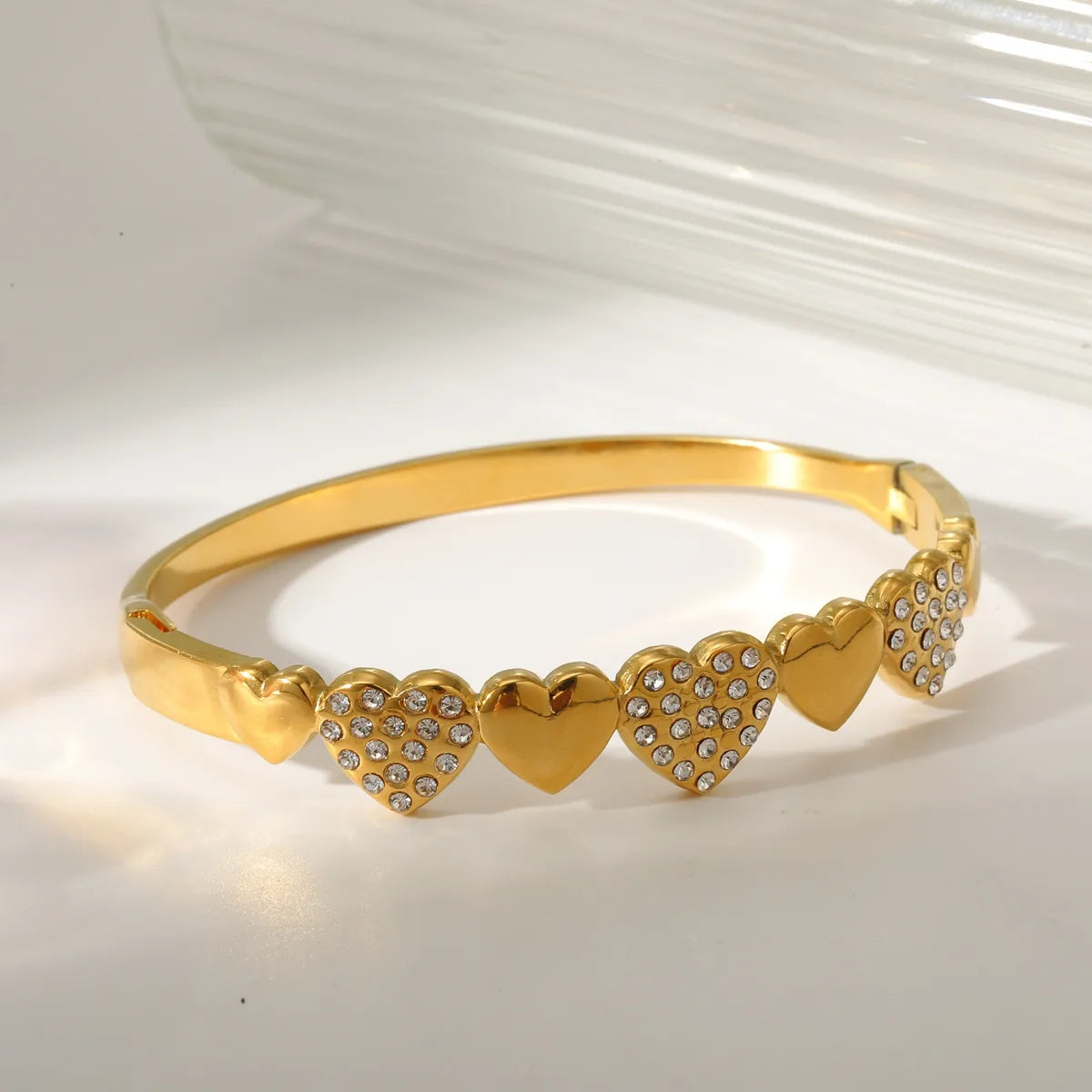 18K Real Gold Cross Heart Shape 304 Stainless Steel Luxury Bracelet