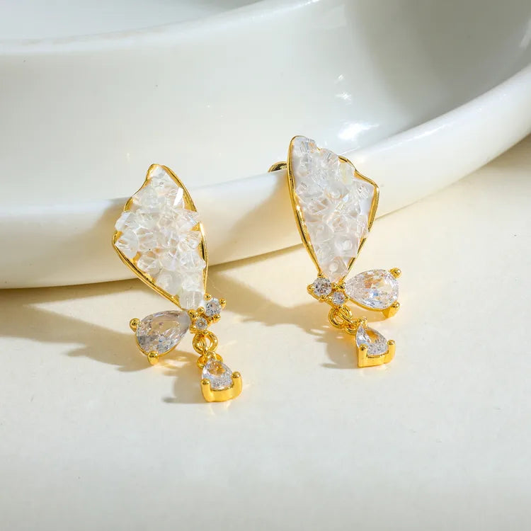 Cute Water Drop 304 Stainless Steel Copper 18K Gold Plated Earring