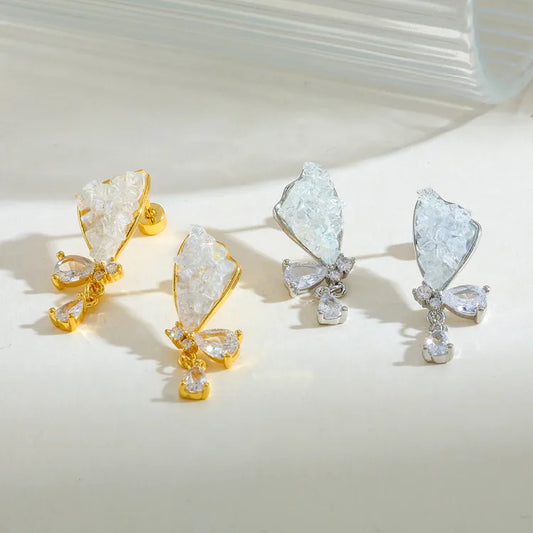 Cute Water Drop 304 Stainless Steel Copper 18K Gold Plated Earring