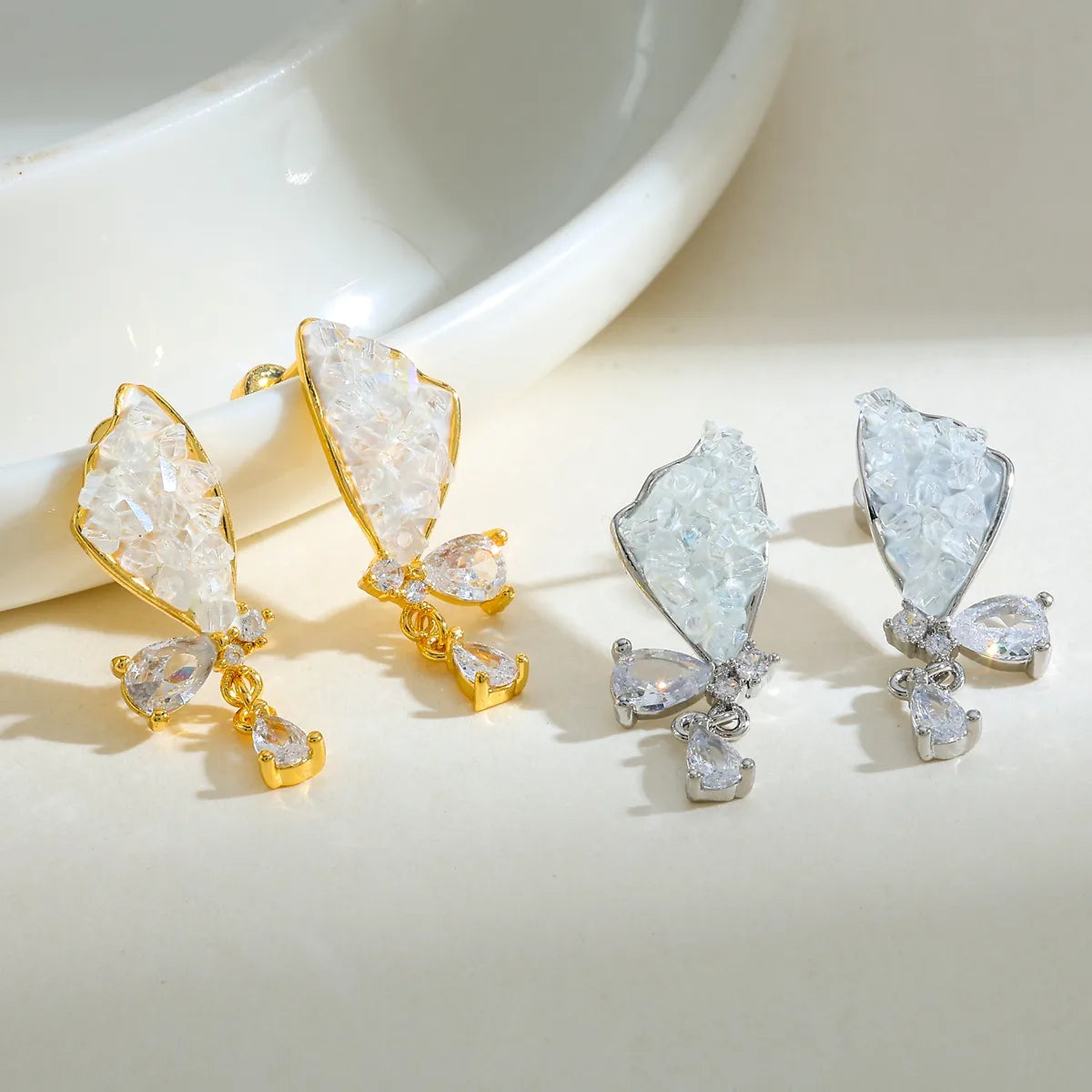 Cute Water Drop 304 Stainless Steel Copper 18K Gold Plated Earring