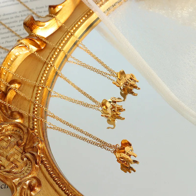 Elephant Luck 18K Gold Plated 304 Stainless Steel Necklace