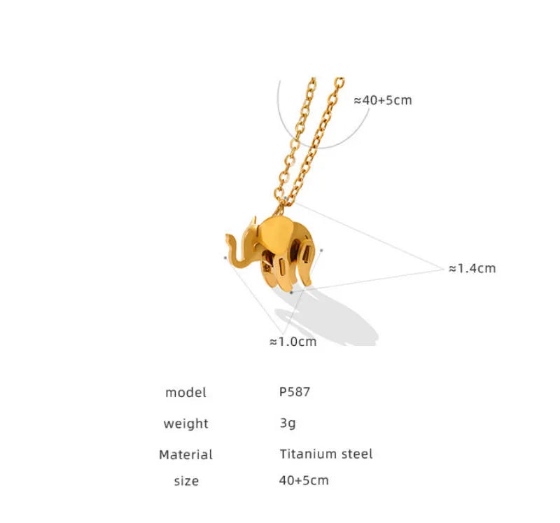 Elephant Luck 18K Gold Plated 304 Stainless Steel Necklace