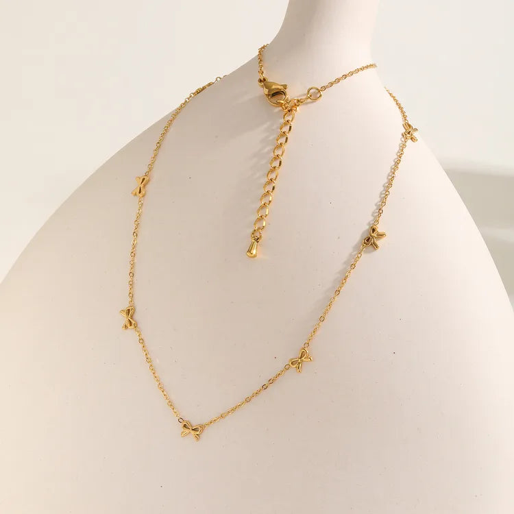 Bow Charms 18K Gold Plated 201 Stainless Steel Necklace