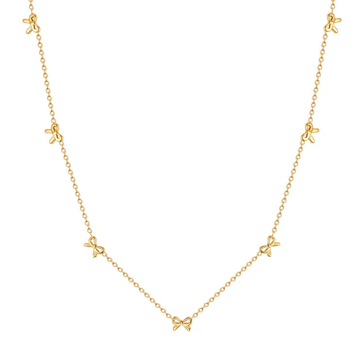 Bow Charms 18K Gold Plated 201 Stainless Steel Necklace