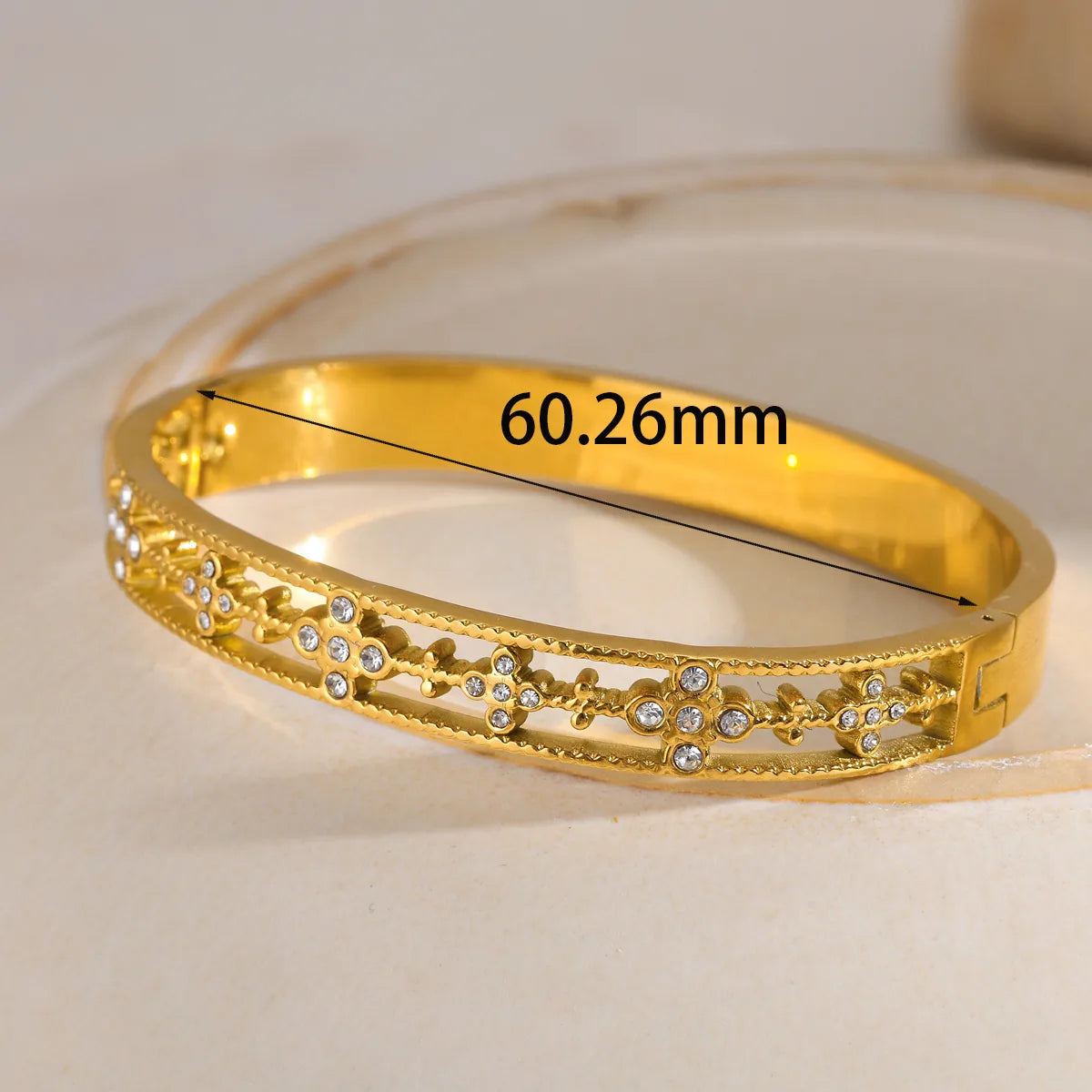 Zirconia Gems 18K Gold Plated 304 Stainless Steel