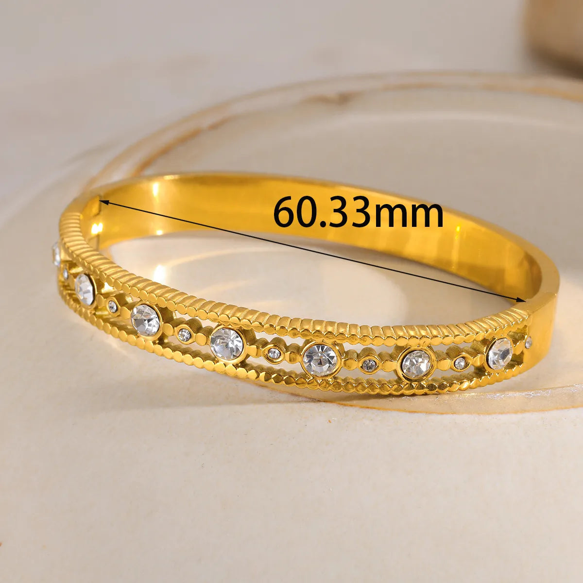 Zirconia Gems 18K Gold Plated 304 Stainless Steel