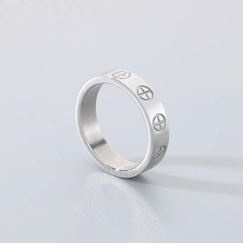 Cross Cartier Style Engraved 18K Gold Plated Gold 304 Stainless Steel Ring