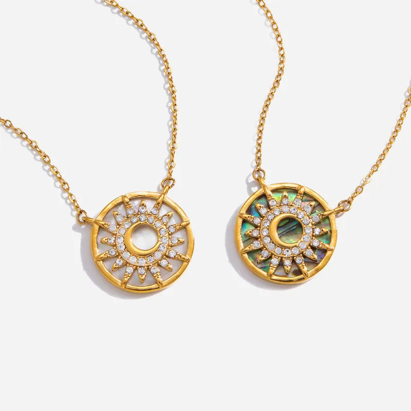 Ocean Pattern Waterproof 304 Stainless Steel 18K Gold PVD Coating Necklace