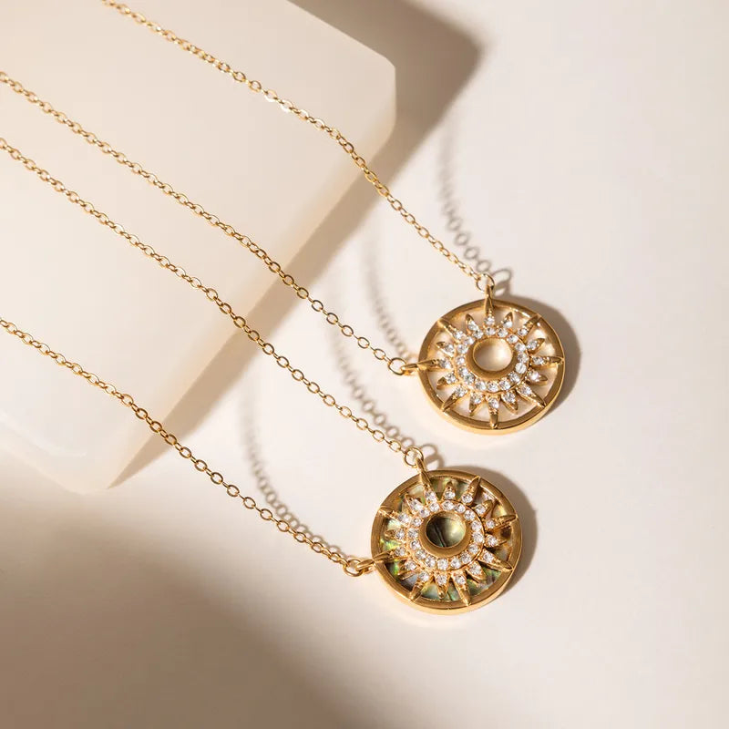Ocean Pattern Waterproof 304 Stainless Steel 18K Gold PVD Coating Necklace