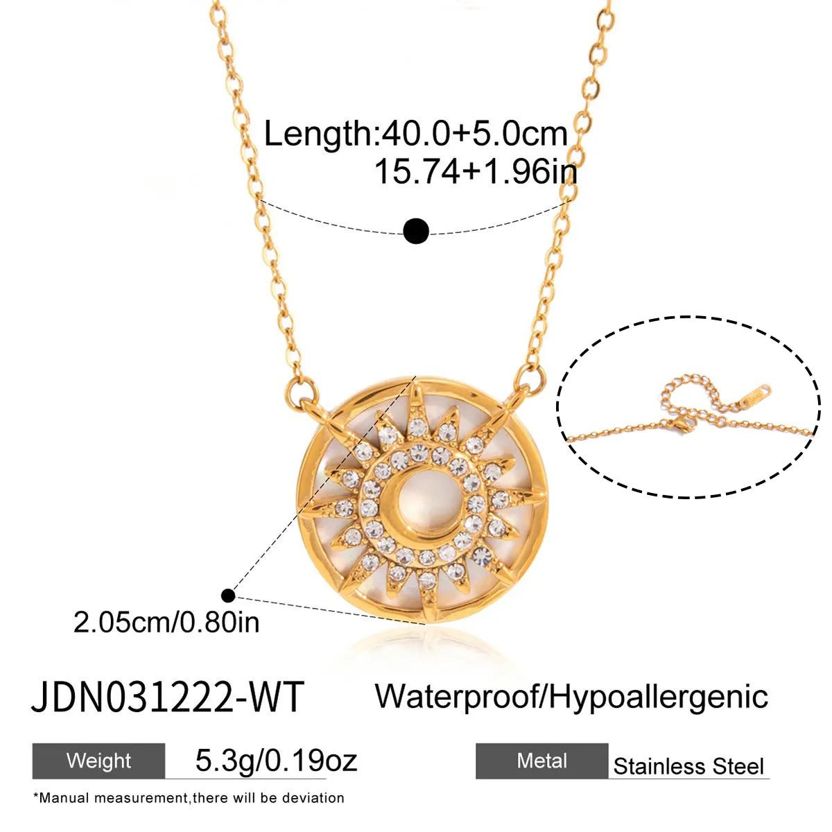 Ocean Pattern Waterproof 304 Stainless Steel 18K Gold PVD Coating Necklace