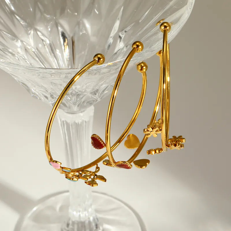 Painted Flower 304 Stainless Steel 18K Real Gold PVD Coated Bracelet