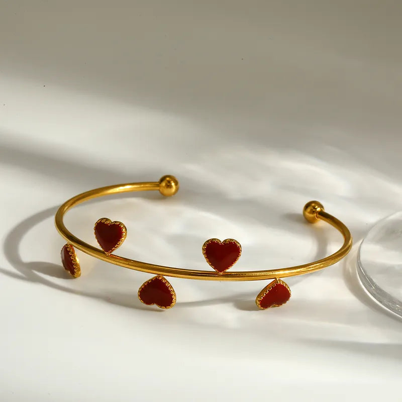 Painted Flower 304 Stainless Steel 18K Real Gold PVD Coated Bracelet