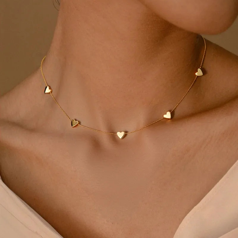 Heart Shape Non Tarnish 304 Stainless Steel 18K Gold Plated Necklace