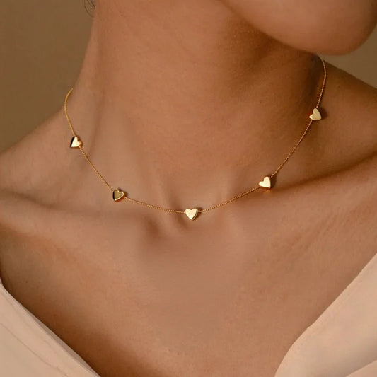 Heart Shape Non Tarnish 304 Stainless Steel 18K Gold Plated Necklace