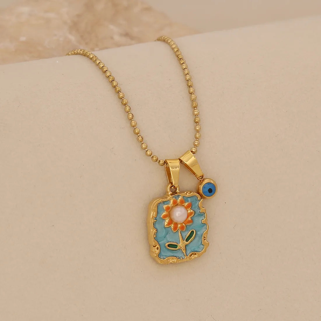 Retro Sunflower 18K Gold Plated Stainless Steel Necklace