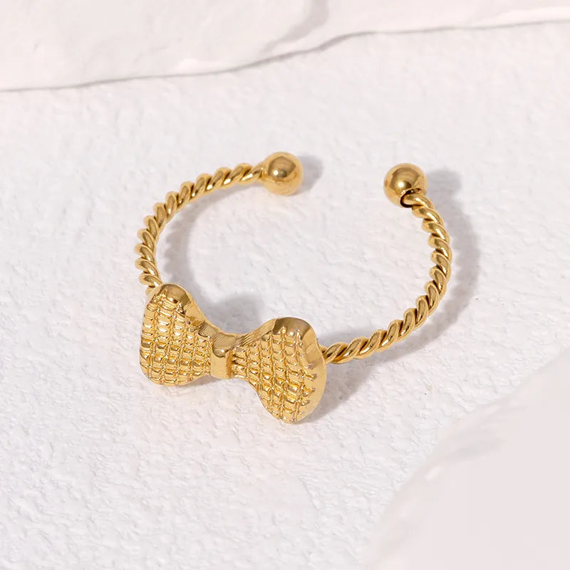 Bow Knot 18K Gold Plated 304 Stainless Steel Ring