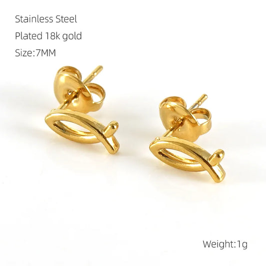 Fishy 18K Gold Plated Stainless Steel Ear Stud