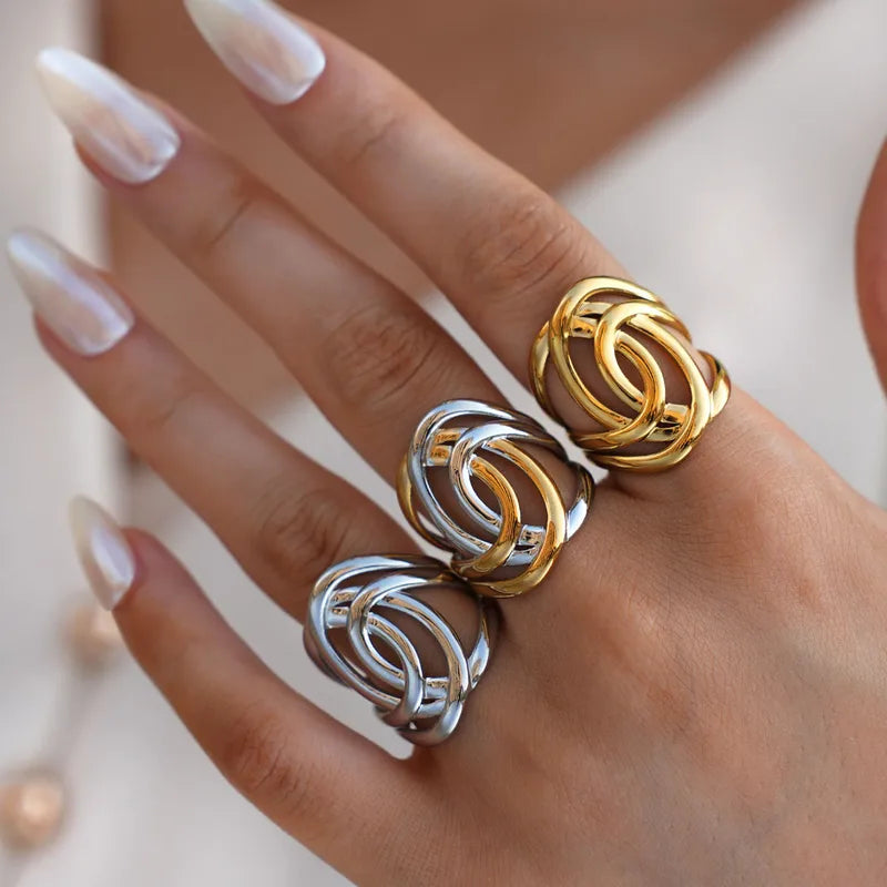 Vintage Pattern Stainless Steel 18K Gold Plated Ring