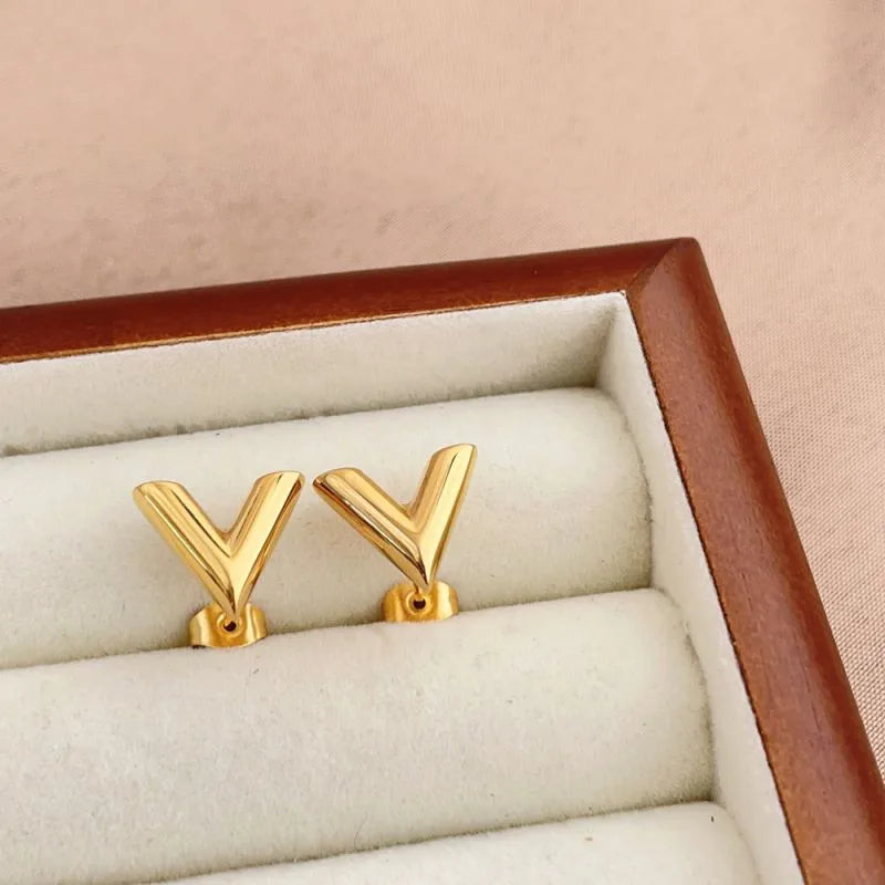 V Things 18K Gold Plated Stainless Steel Ear Stud