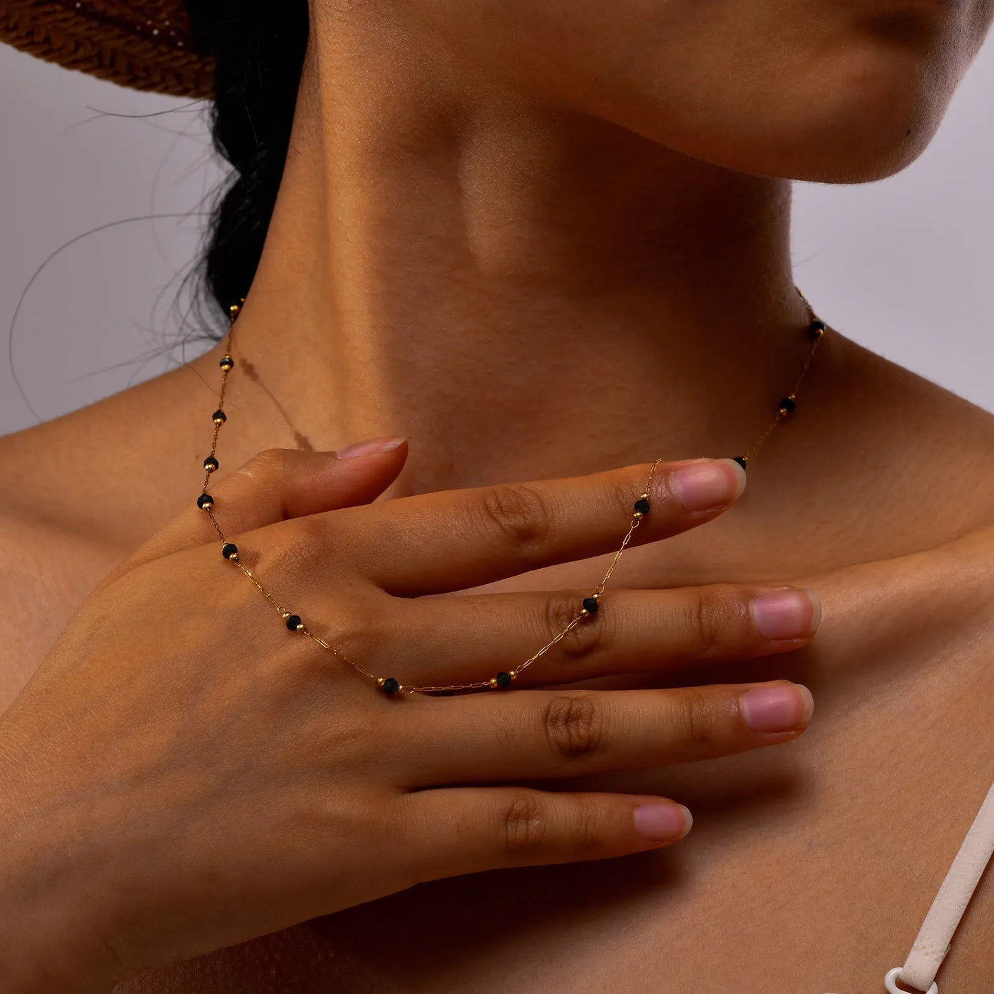 Blue Mostacilla 18K Gold Plated 201 Stainless Steel Necklace