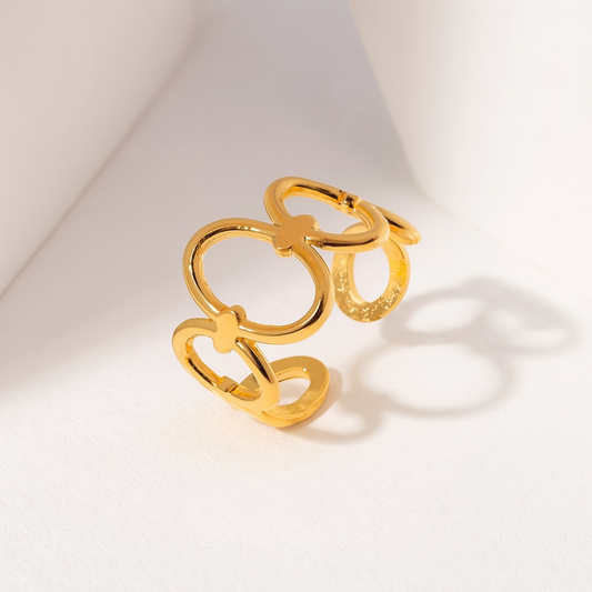 Connected Link 304 Stainless Steel 18K Gold Plated Stainless Steel Ring