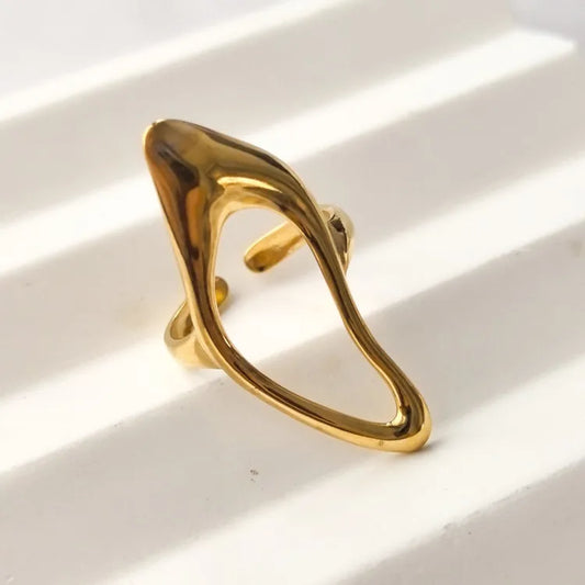 Open Wide 18K Gold Plated 304 Stainless Steel Ring