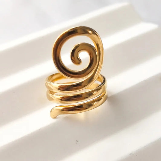Spiraling 18K Gold Plated 304 Stainless Steel Ring