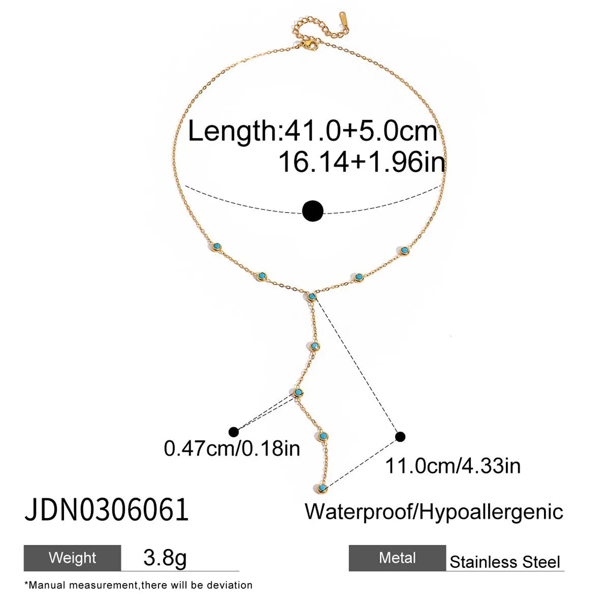 Classic 16K Gold Stainless Steel Zircon Four-Pointed Star Y Chain Necklace