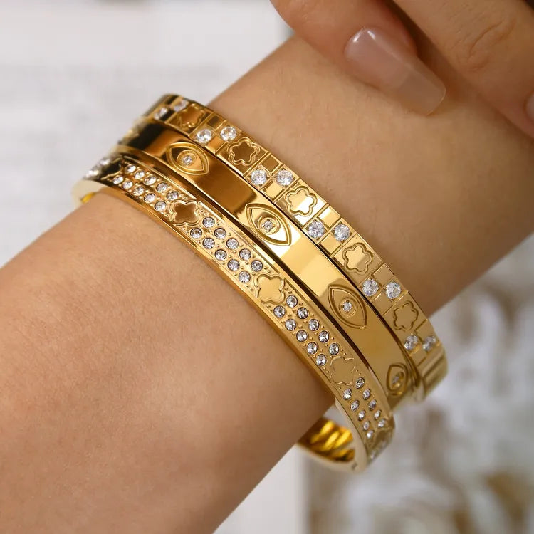 Luxurious 304 Stainless Steel 18K Gold Plated Elegant Bangle Set