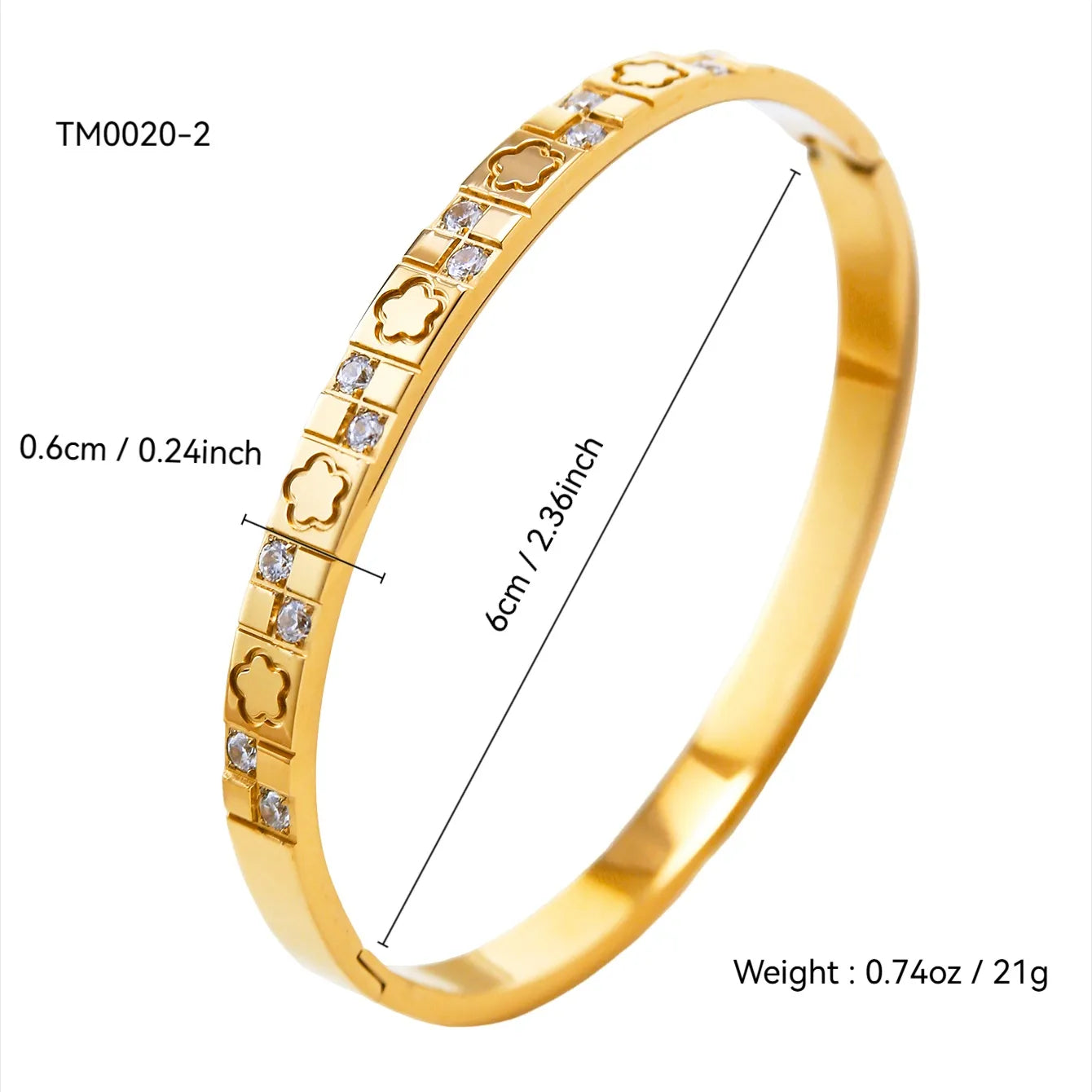 Luxurious 304 Stainless Steel 18K Gold Plated Elegant Bangle Set