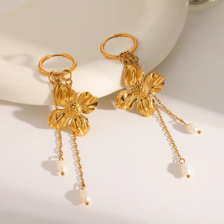 Flower Vacuum 18K Gold Plated 304 Stainless Steel Earring