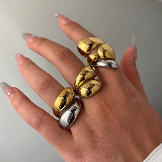 Whole Closed Irregular Geometric 304 Stainless Steel 18K Gold Plated Ring