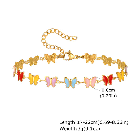 Butterfly 201 Stainless Steel 18K Gold Plated Bracelet