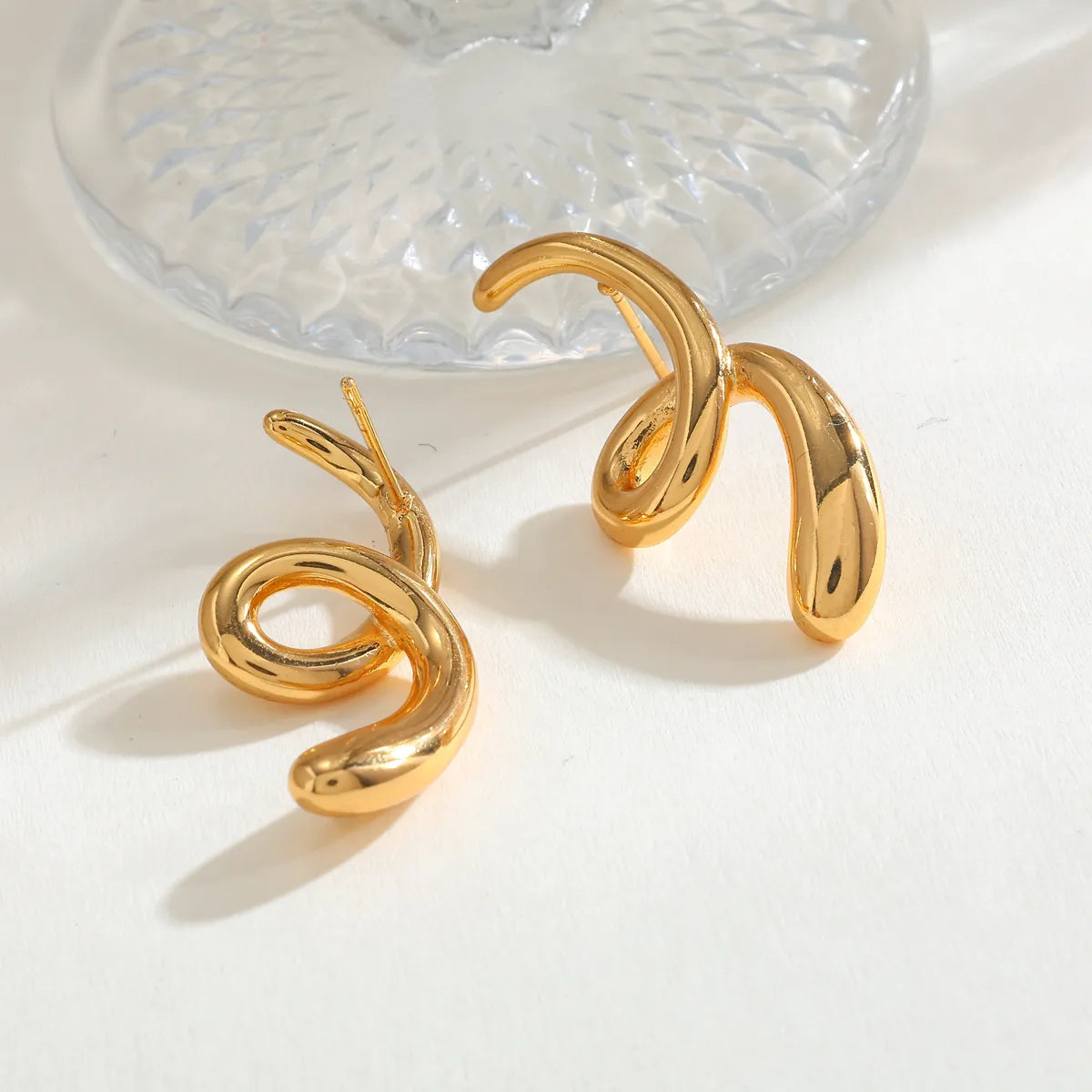 Irregular Curve Casual 18K Gold Plated Stainless Steel Earring