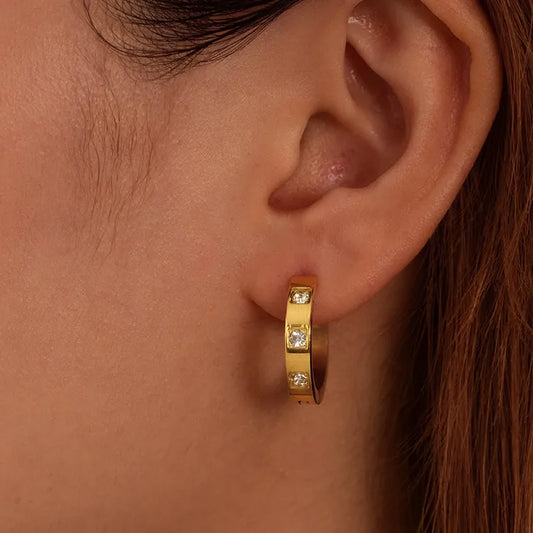 Cartier Diamond 18K Gold Plated 304 Stainless Steel Earring