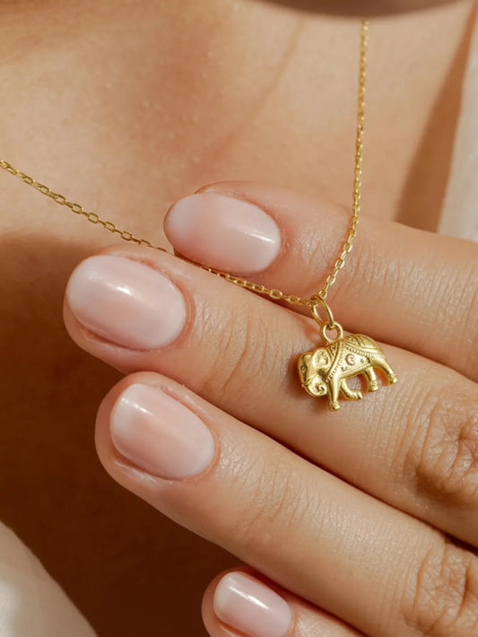 Elephant 304 Stainless Steel 18K Gold Plated Necklace Earring Set