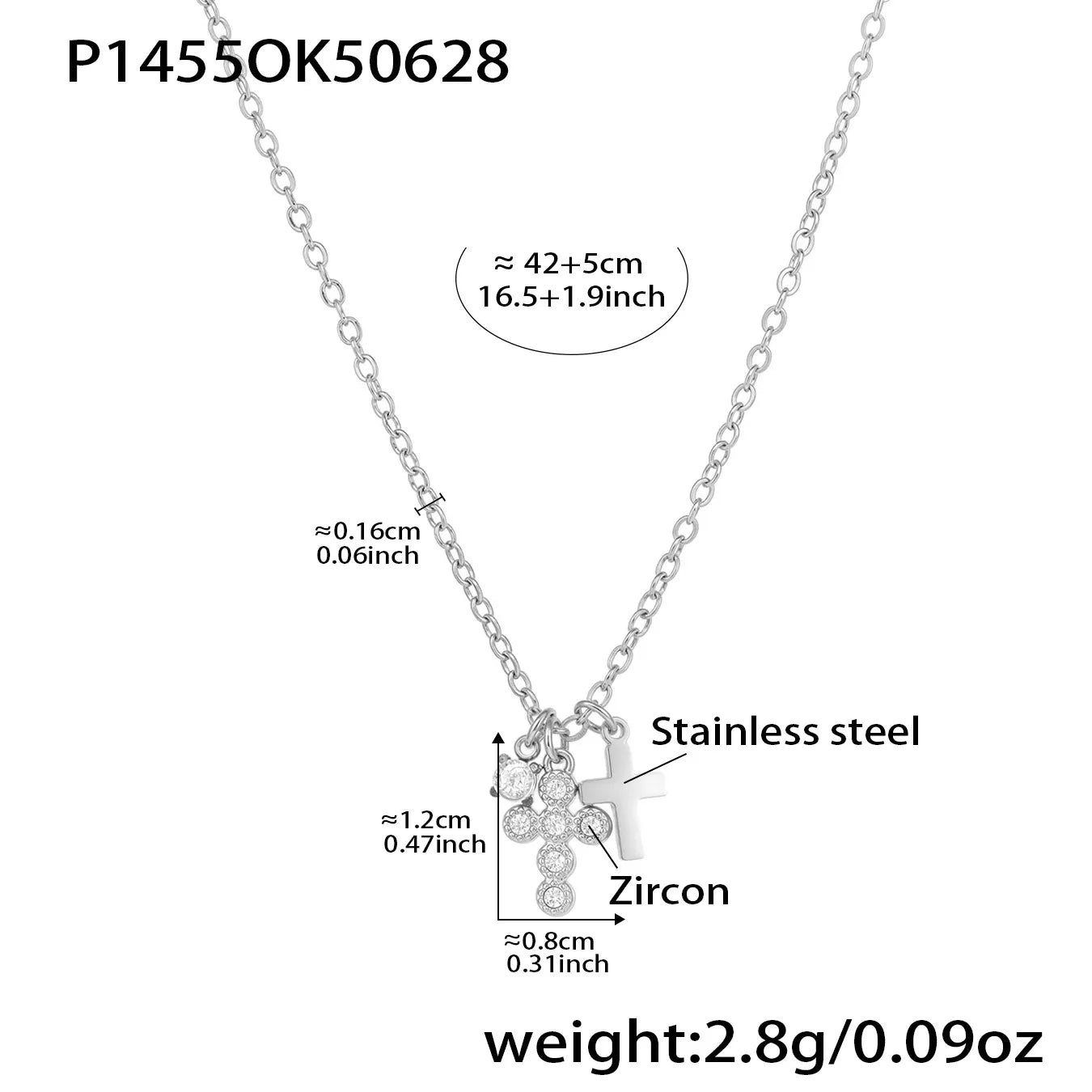 Shiny Geometry 304 Stainless Steel Imitation Diamond Zircon 18K Gold Plated PVD Coated Plating Inlay Chain Necklace