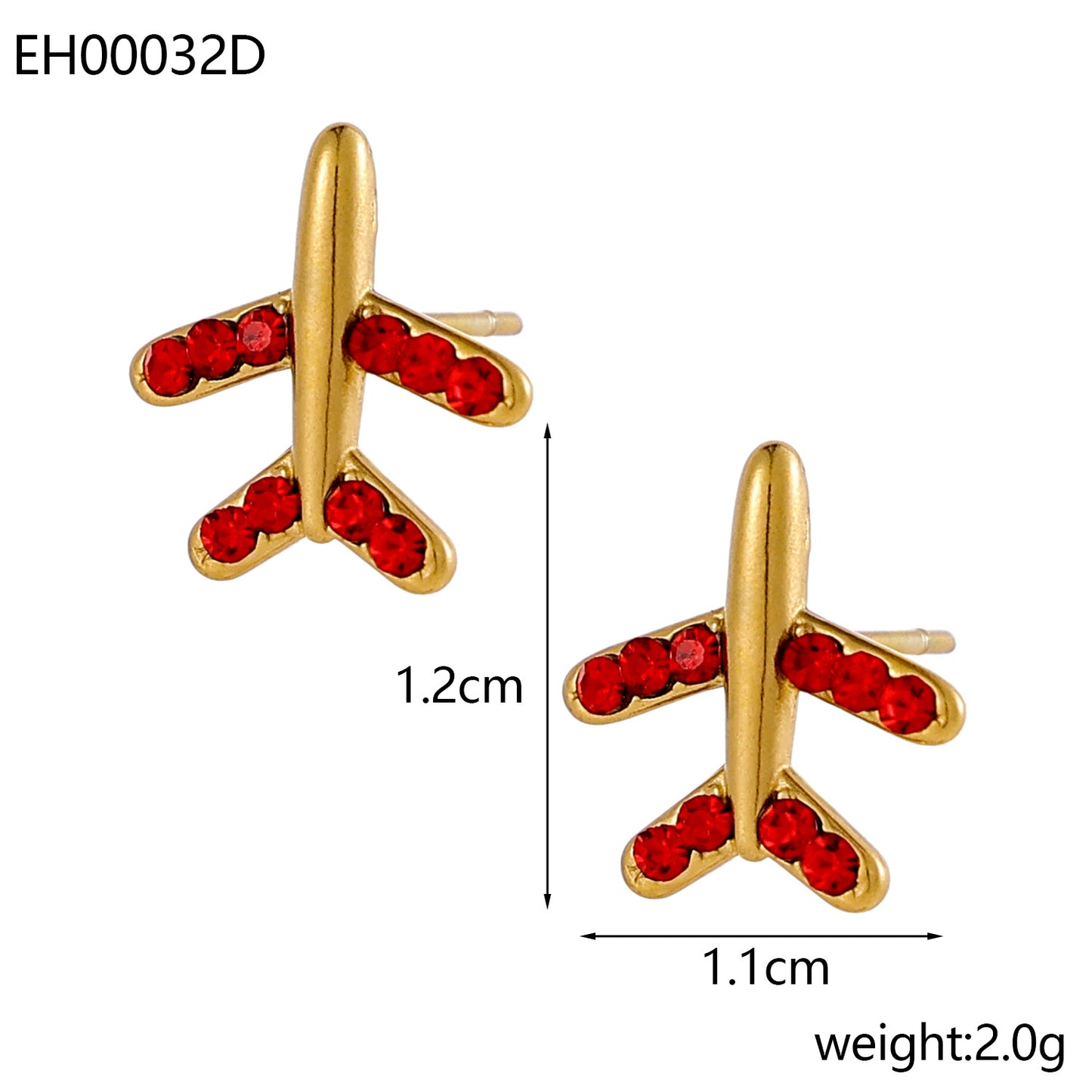 Airplane Mode 304 Stainless Steel 18K Gold Plated Stud