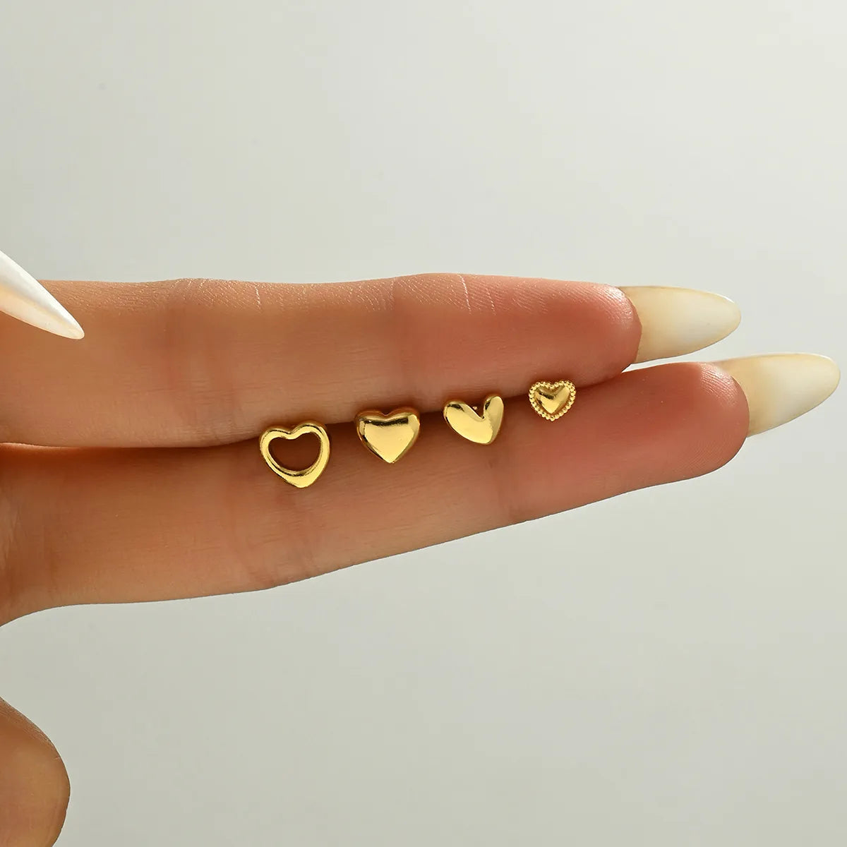 Heart Shape 201 Stainless Steel 18K Gold Plated Ear Studs