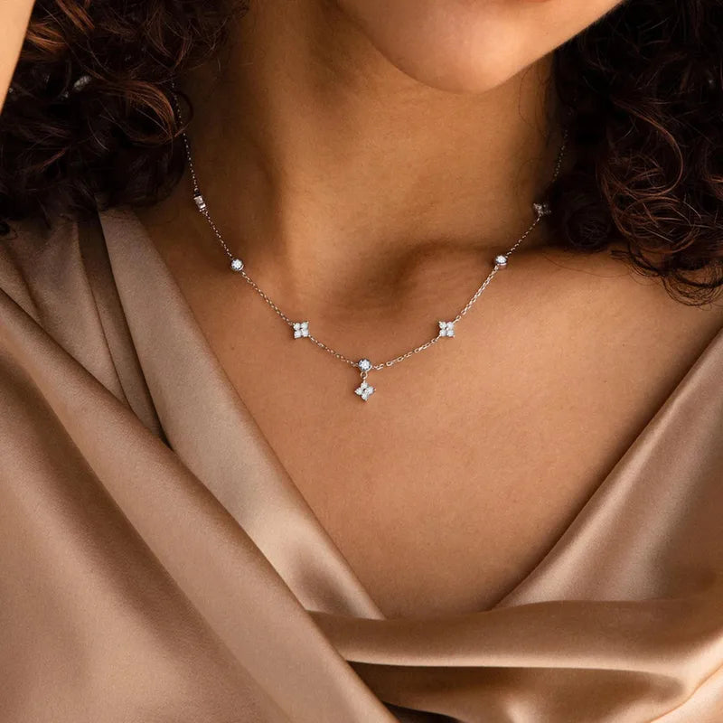 Starry Sky Four-leaf Clover 304 Stainless Steel Necklace