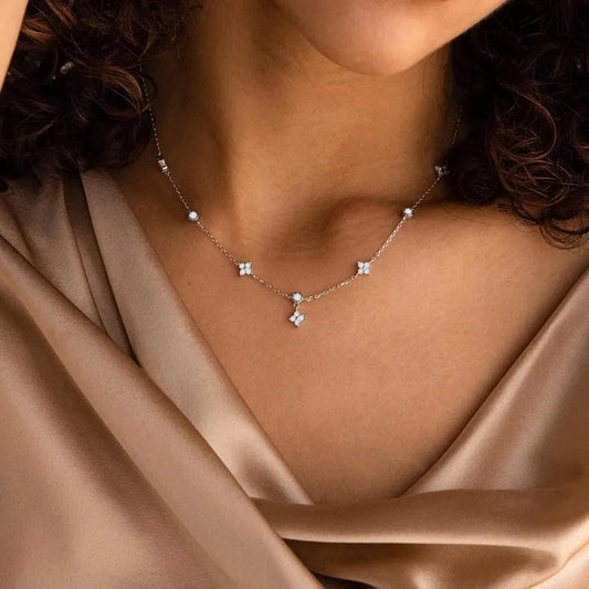 Starry Sky Four-leaf Clover 304 Stainless Steel Necklace