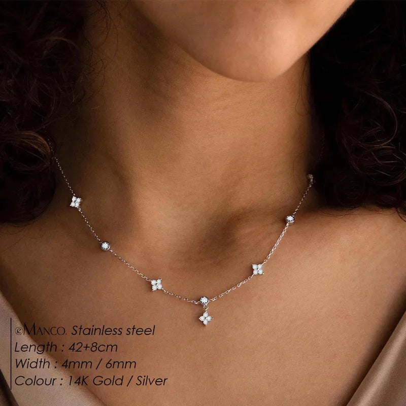 Starry Sky Four-leaf Clover 304 Stainless Steel Necklace