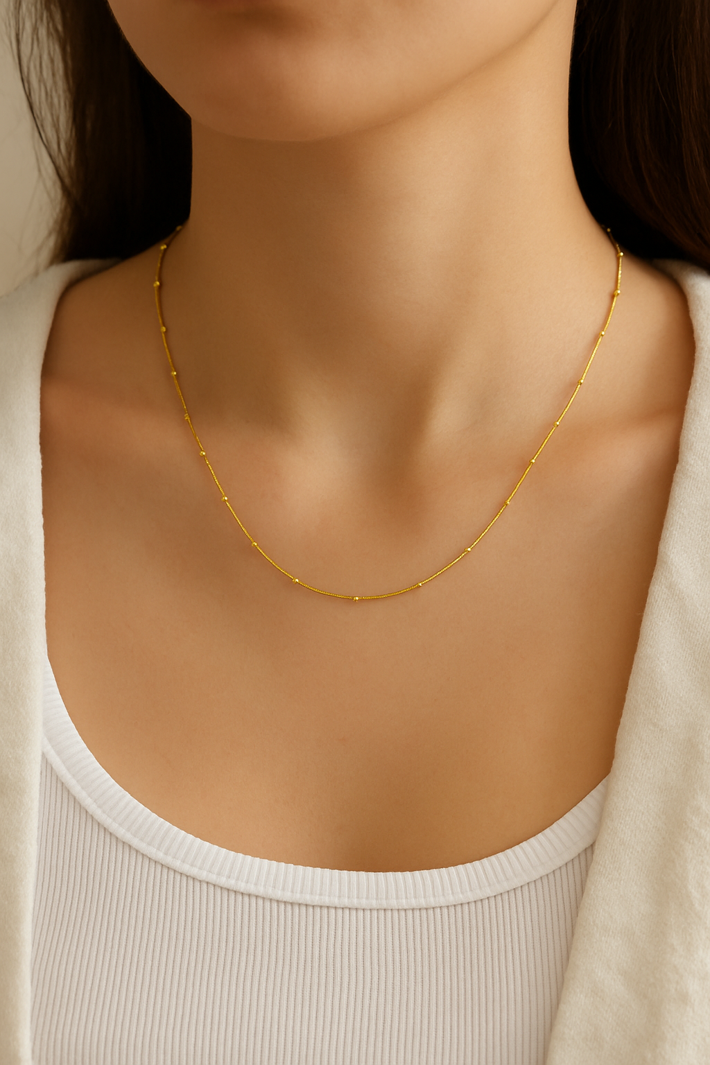 Beaded Casual 304 Stainless Steel Plated Stainless Steel Necklace