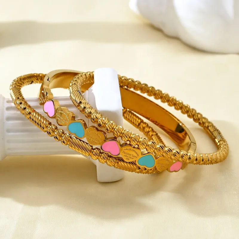 Pretty Detailed 18K Gold Plated 304 Stainless Steel Bracelet Set
